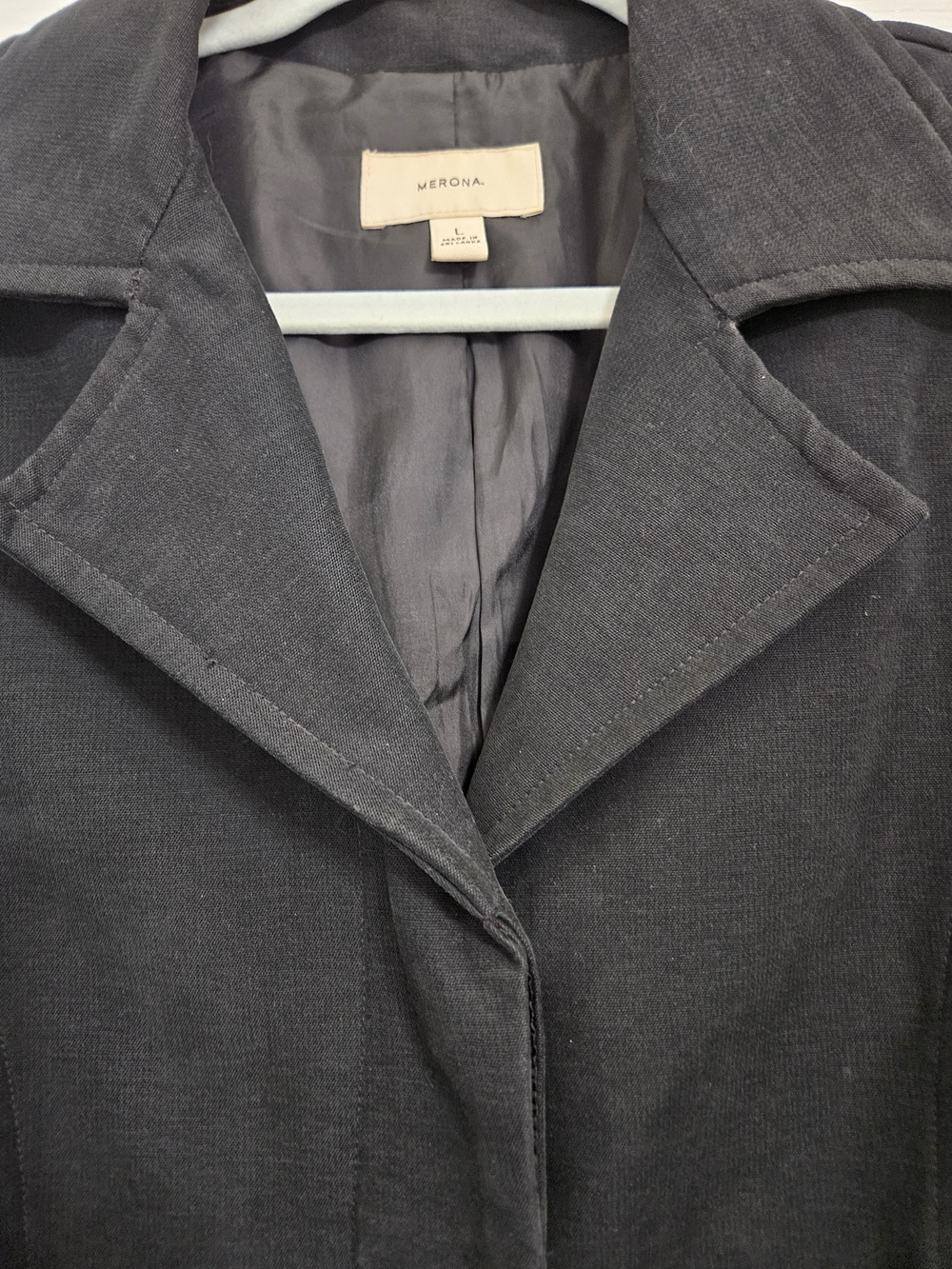 Merona Black Single-Breasted Trench Coat - Size Large Woman's - Picture 9 of 16